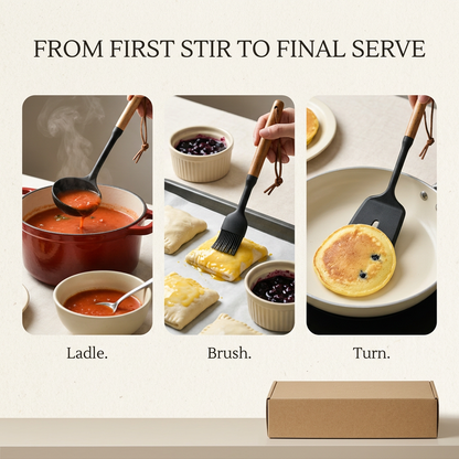 Ladle brush and turner cooking applications