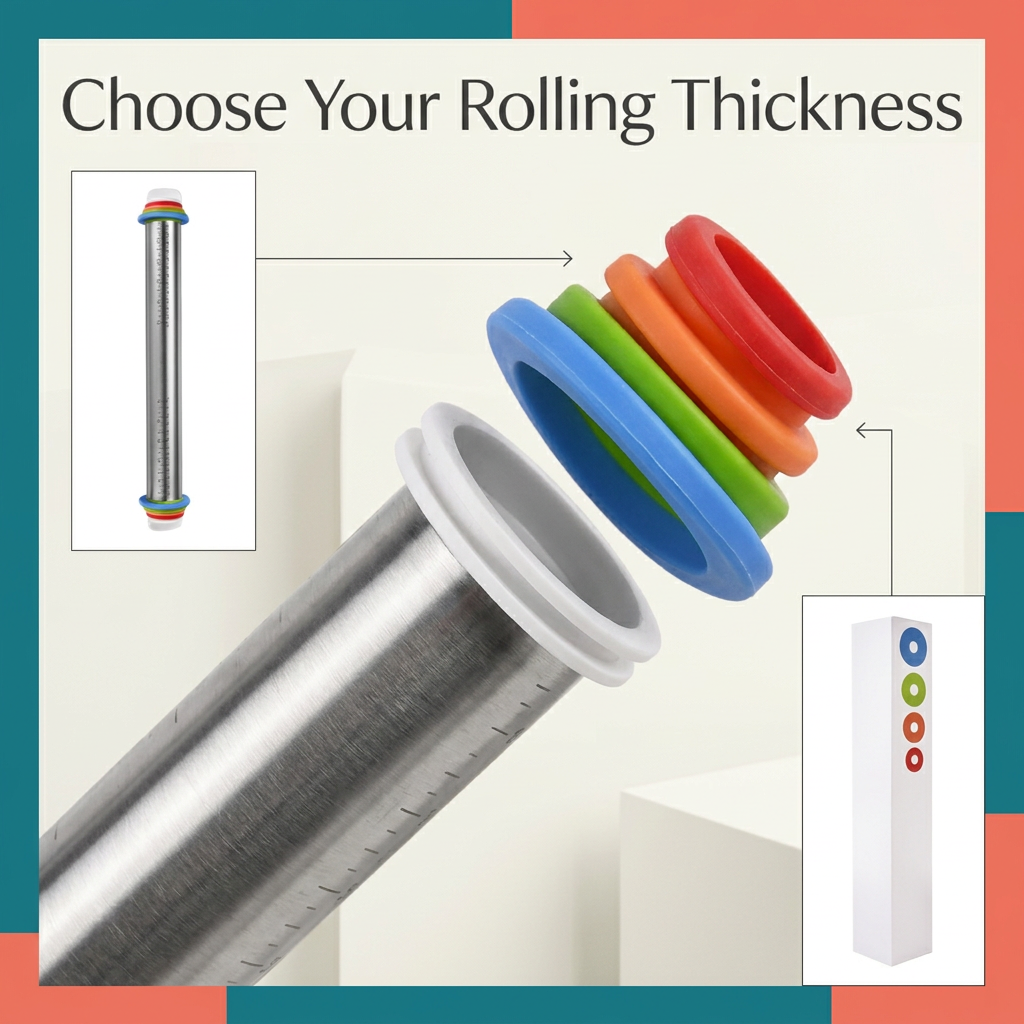 Detail of colorful adjustable thickness guide rings
