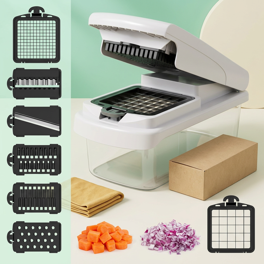 Vegetable chopper with interchangeable cutting inserts