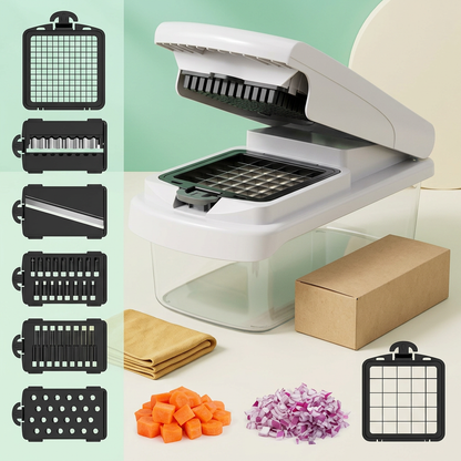 Vegetable chopper with interchangeable cutting inserts