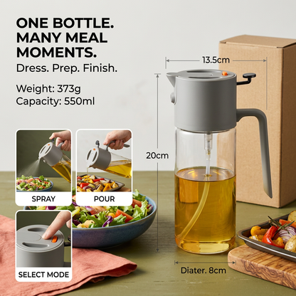 Oil dispenser meal preparation and dressing uses
