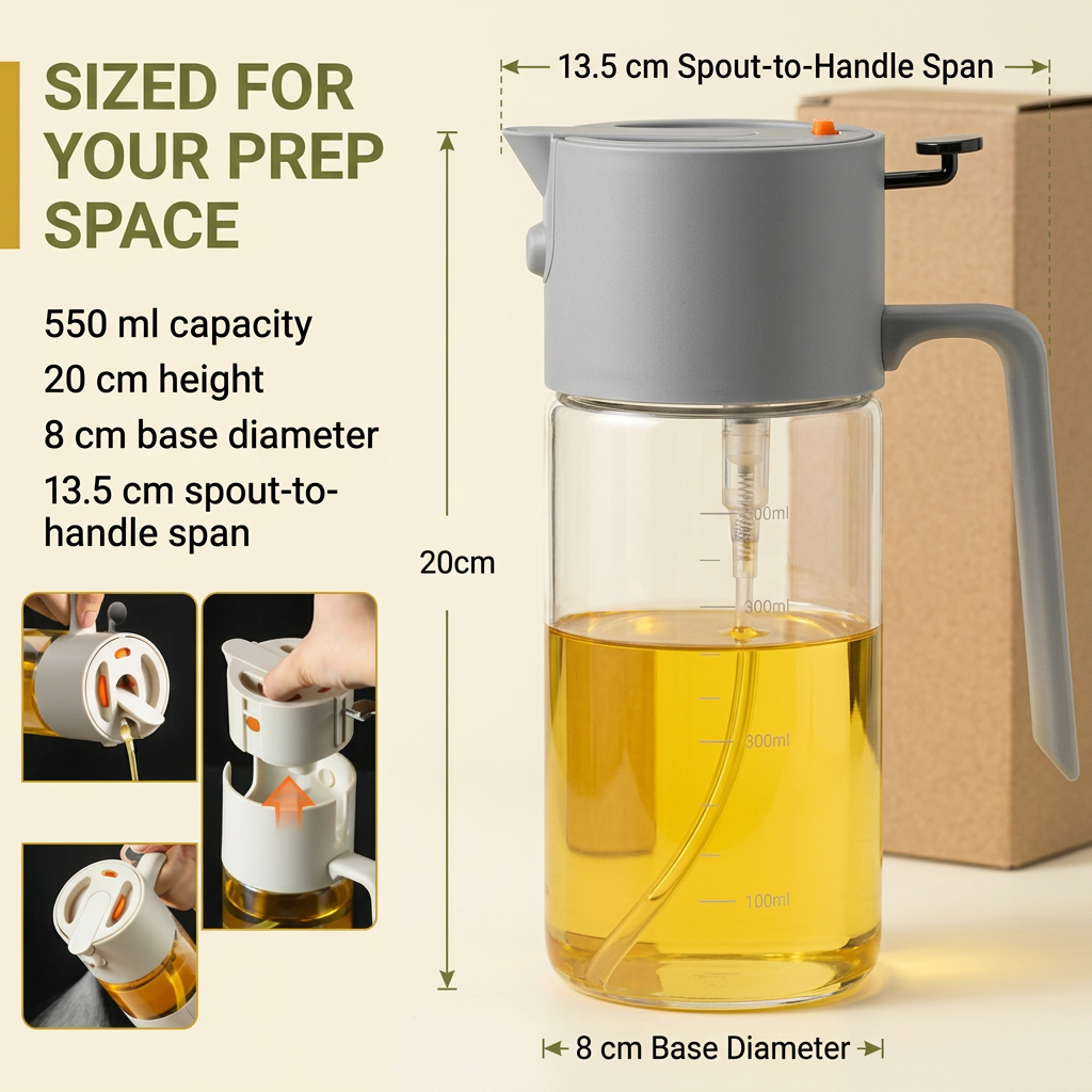 550 ml oil dispenser capacity and reference dimensions