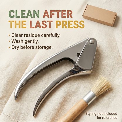 Garlic press cleaning and dry storage guidance
