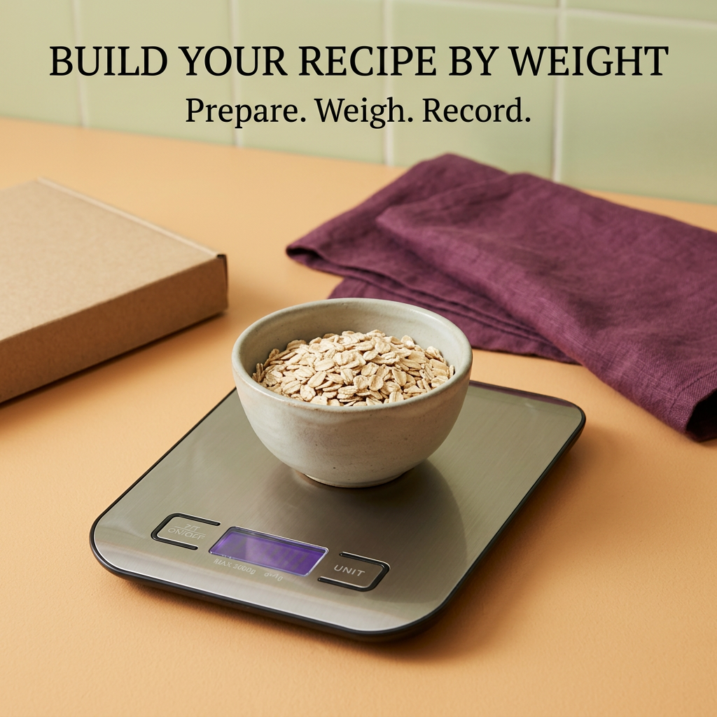 Kitchen scale used for weighing ingredients in a bowl