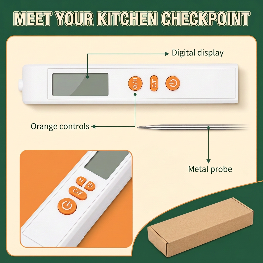 Unbranded thermometer display and orange controls